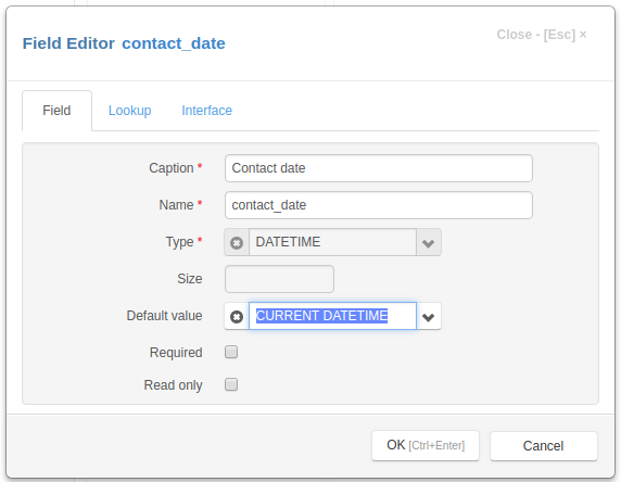 Contact date field default value